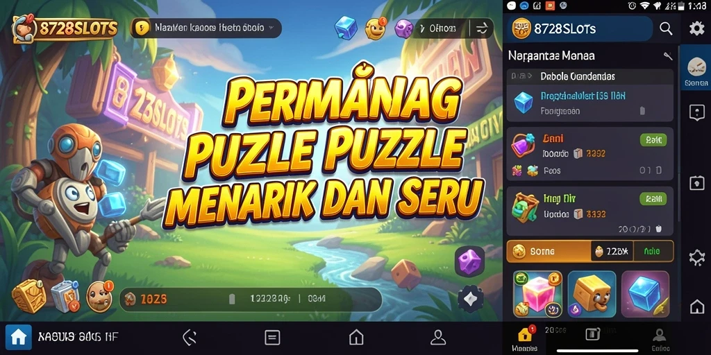 Tampilan geser penuh warna dalam gameplay Puzzle 8728SLOTS.