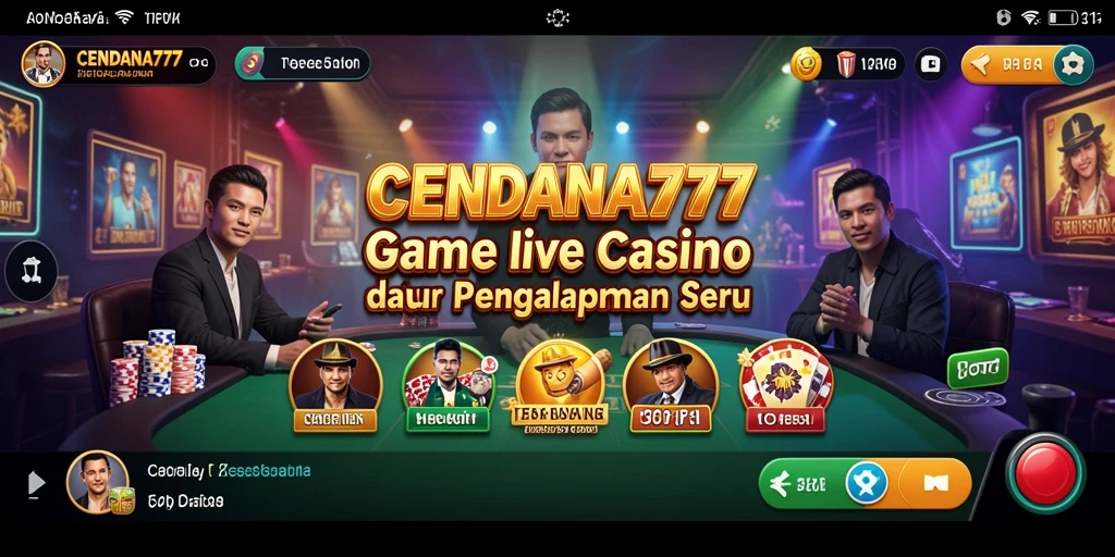 Screenshot gameplay CENDANA777 menampilkan dealer live dan suasana kasino.