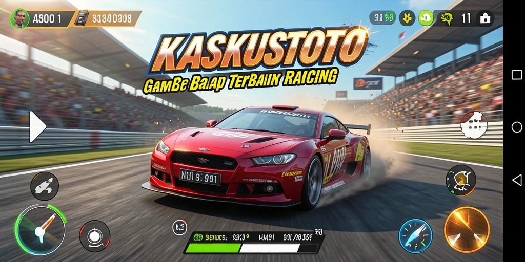 Screenshot utama KASKUSTOTO dengan tampilan balap mobil yang seru.