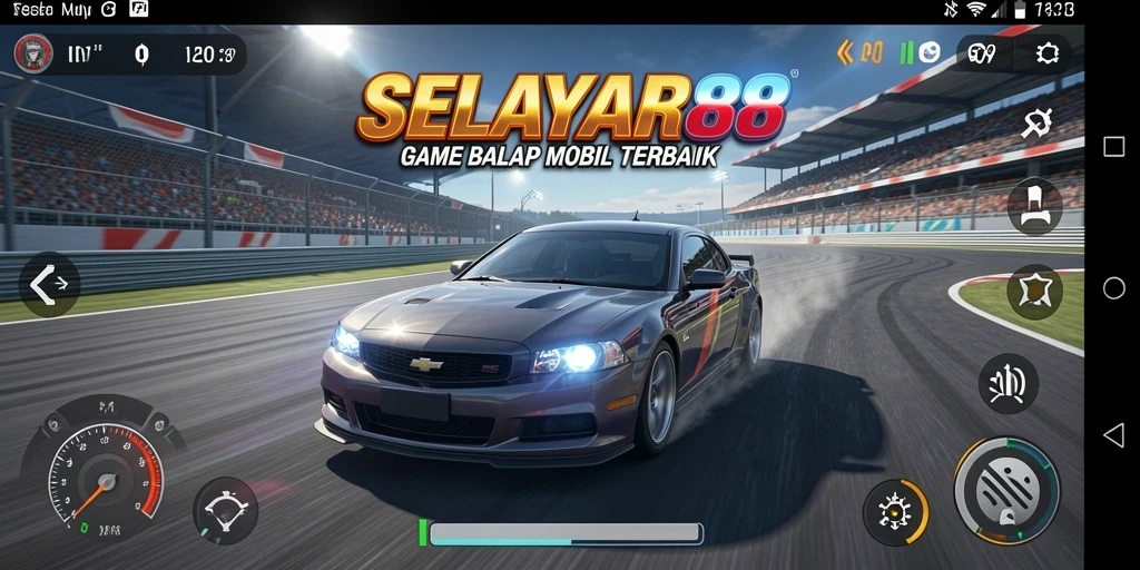 Tampilan gameplay SELAYAR88 yang mendebarkan dengan aksi balap mobil.