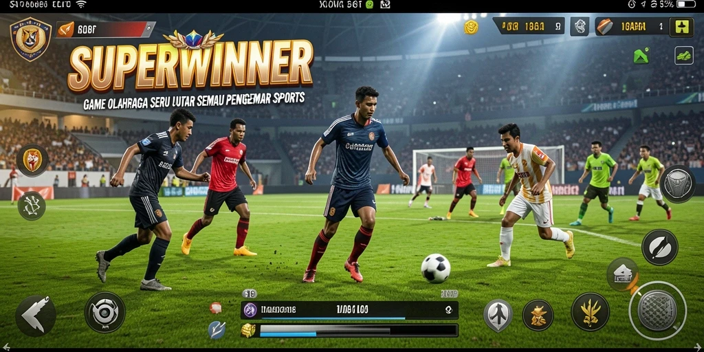Tampilan gameplay menarik dari SUPERWINNER dengan berbagai mode olahraga.